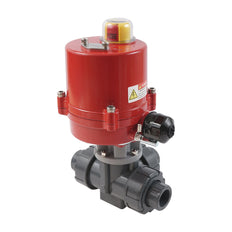 50mm manguito para cementar válvula de bola eléctrica PVC 3 vías taladro en T 12 V CA/CC PTFE/EPDM