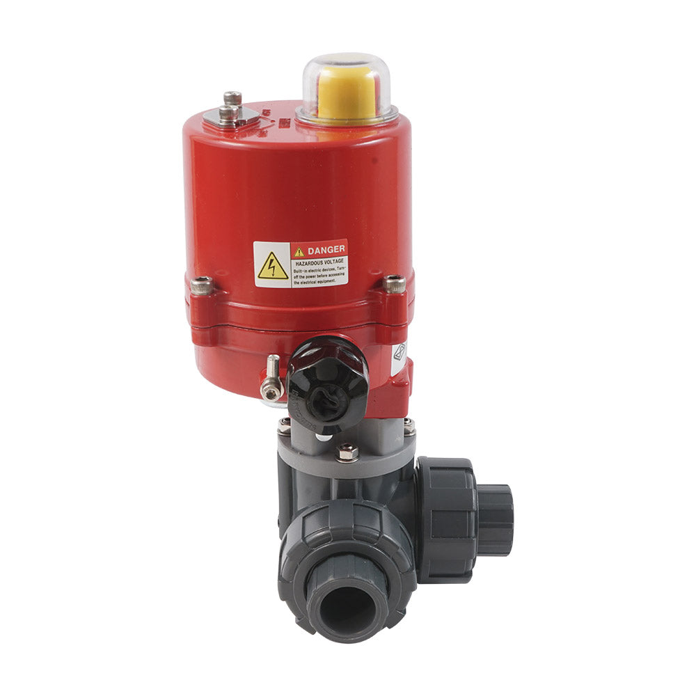 Manguito Para Cementar 40 mm Válvula de Bola Eléctrica PVC de 3 Vías con Puerto en T 100-240 V AC PTFE/EPDM