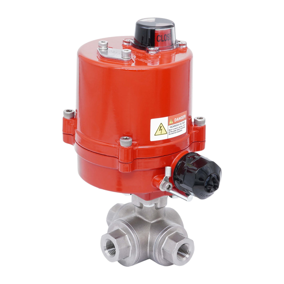Válvula de Bola Eléctrica de Acero Inoxidable 3 Vías L-Port Rp 1/2'' 24 V AC/DC
