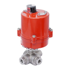 Válvula de Bola Eléctrica de Acero Inoxidable 3 Vías L-Port Rp 1/2'' 12 V AC/DC
