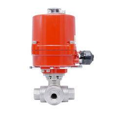 Válvula de Bola Eléctrica de Acero Inoxidable 3 Vías L-Port Rp 1/2'' 24 V AC/DC