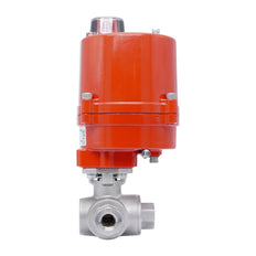 Válvula de Bola Eléctrica de Acero Inoxidable 3 Vías L-Port Rp 1/2'' 24 V AC/DC