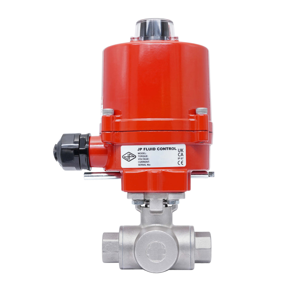 Válvula de Bola Eléctrica de Acero Inoxidable 3 Vías L-Port Rp 1/2'' 12 V AC/DC
