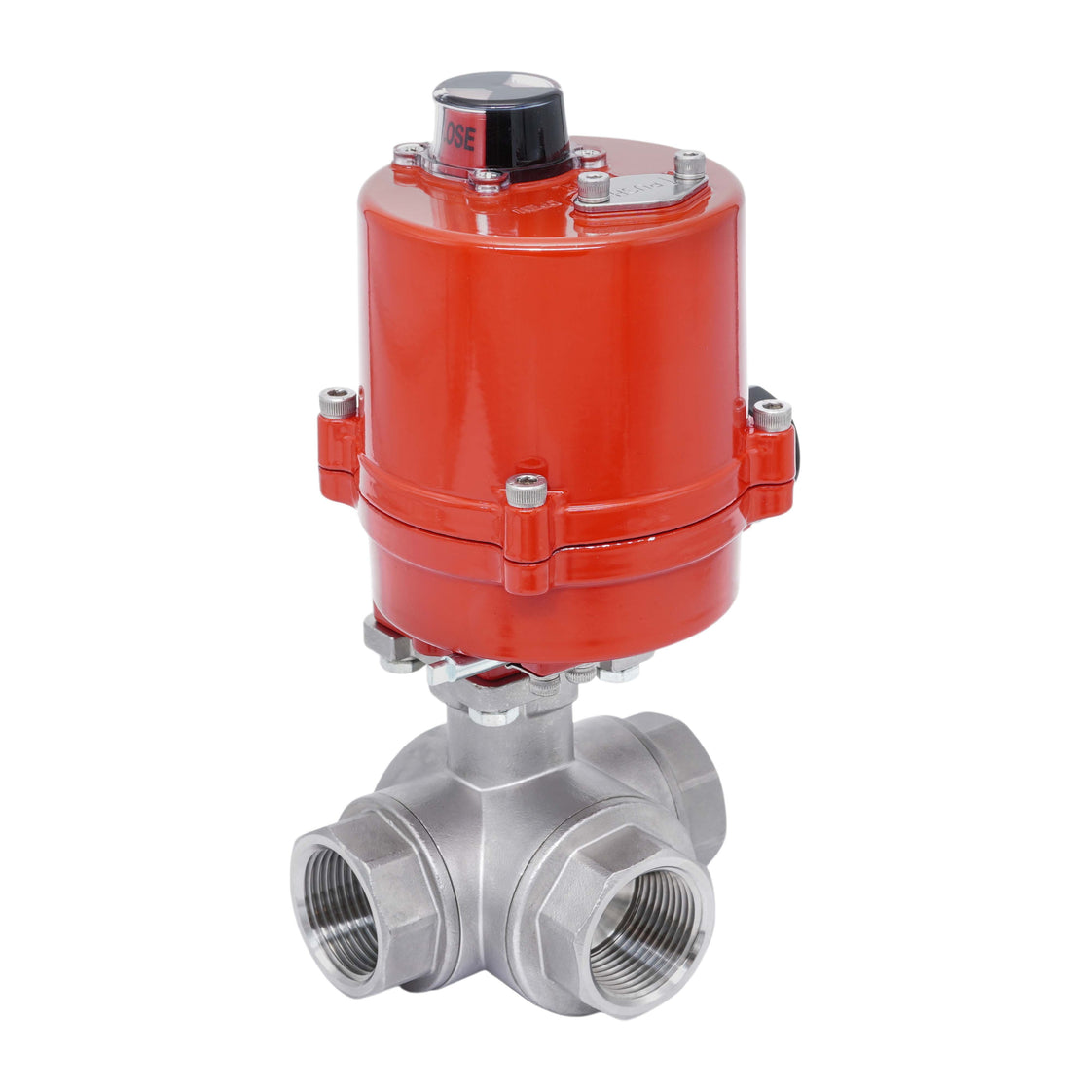 Válvula de Bola Eléctrica de Acero Inoxidable 3 Vías L-Port Rp 1'' 24 V AC/DC
