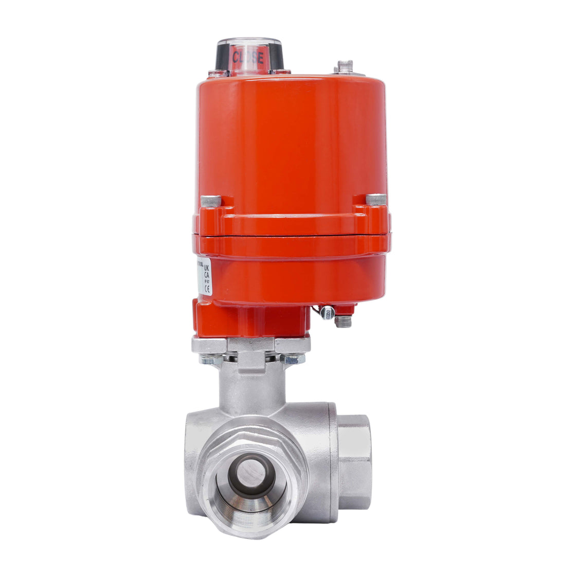 Válvula de Bola Eléctrica de Acero Inoxidable 3 Vías L-Port Rp 1'' 100-240 V AC