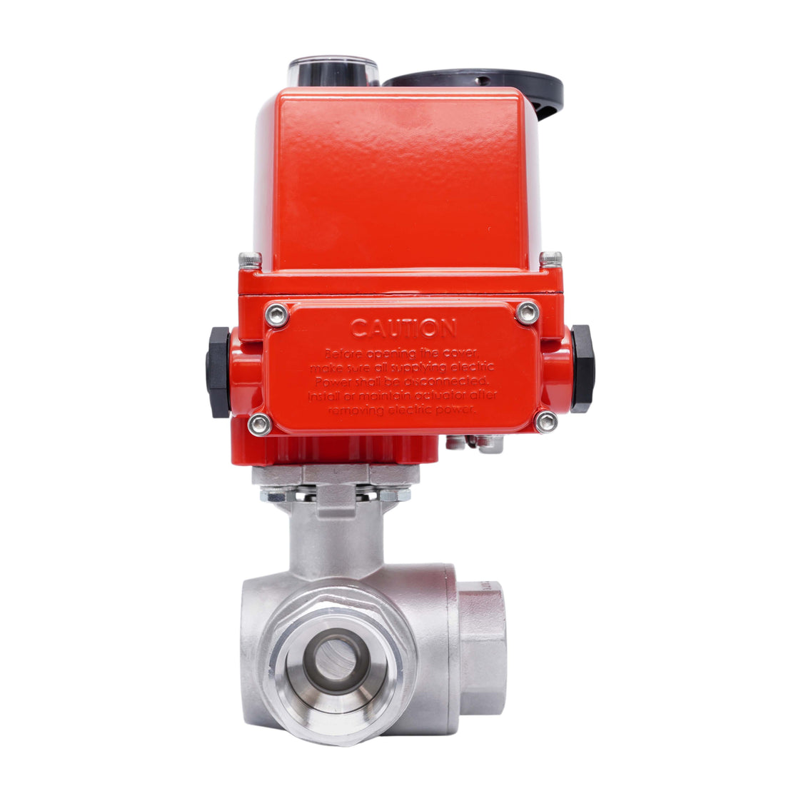 Válvula de Bola Eléctrica de Acero Inoxidable 3 Vías L-Port Rp 1 1/4'' 100-240 V AC