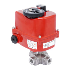 Válvula de Bola Eléctrica Modulante de Acero Inoxidable 3 Vías L-Port Rp 3/4'' 24 V AC/DC