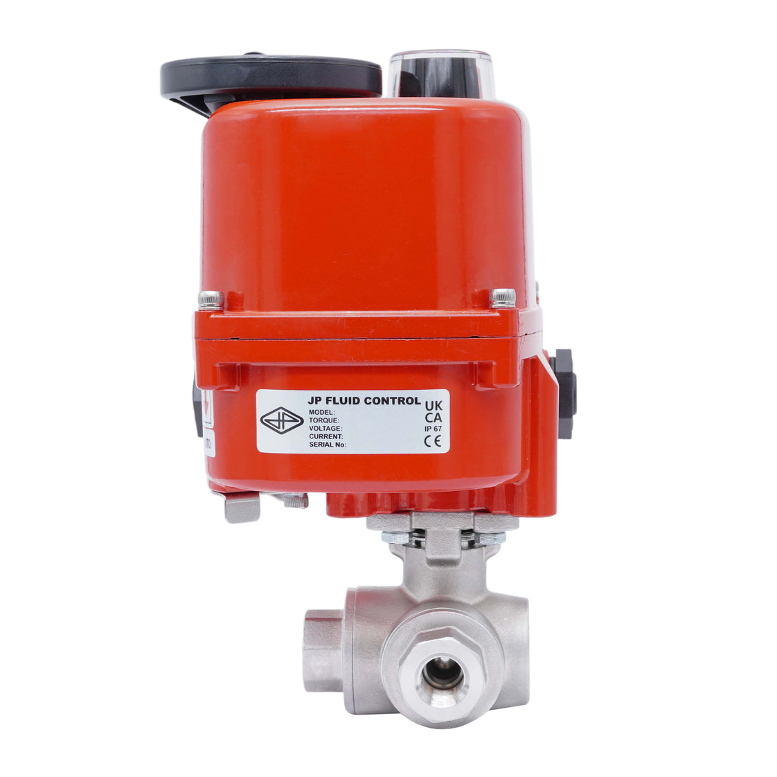 Válvula de Bola Eléctrica Modulante de Acero Inoxidable 3 Vías L-Port Rp 1'' 24 V AC/DC