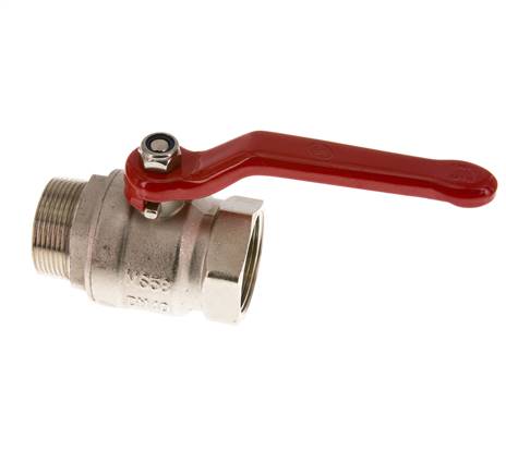 Válvula de bola de latón de macho a hembra R/Rp de 1-1/2 pulgadas compacta PN 25 de 2 vías