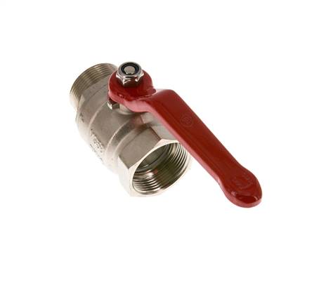 Válvula de bola de latón de macho a hembra R/Rp de 1-1/2 pulgadas compacta PN 25 de 2 vías