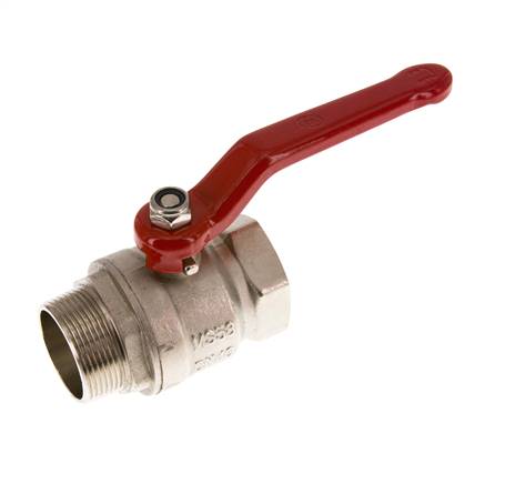 Válvula de bola de latón de macho a hembra R/Rp de 1-1/2 pulgadas compacta PN 25 de 2 vías