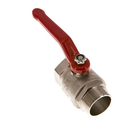 Válvula de bola de latón de macho a hembra R/Rp de 1-1/2 pulgadas compacta PN 25 de 2 vías
