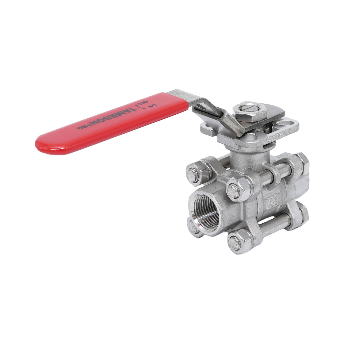 Rp 3/8'' 3 piezas de 2 vías válvula de bola de acero inoxidable 69 bar RTFE ISO-Top F03/F04 - TamesonPRO 1121-038