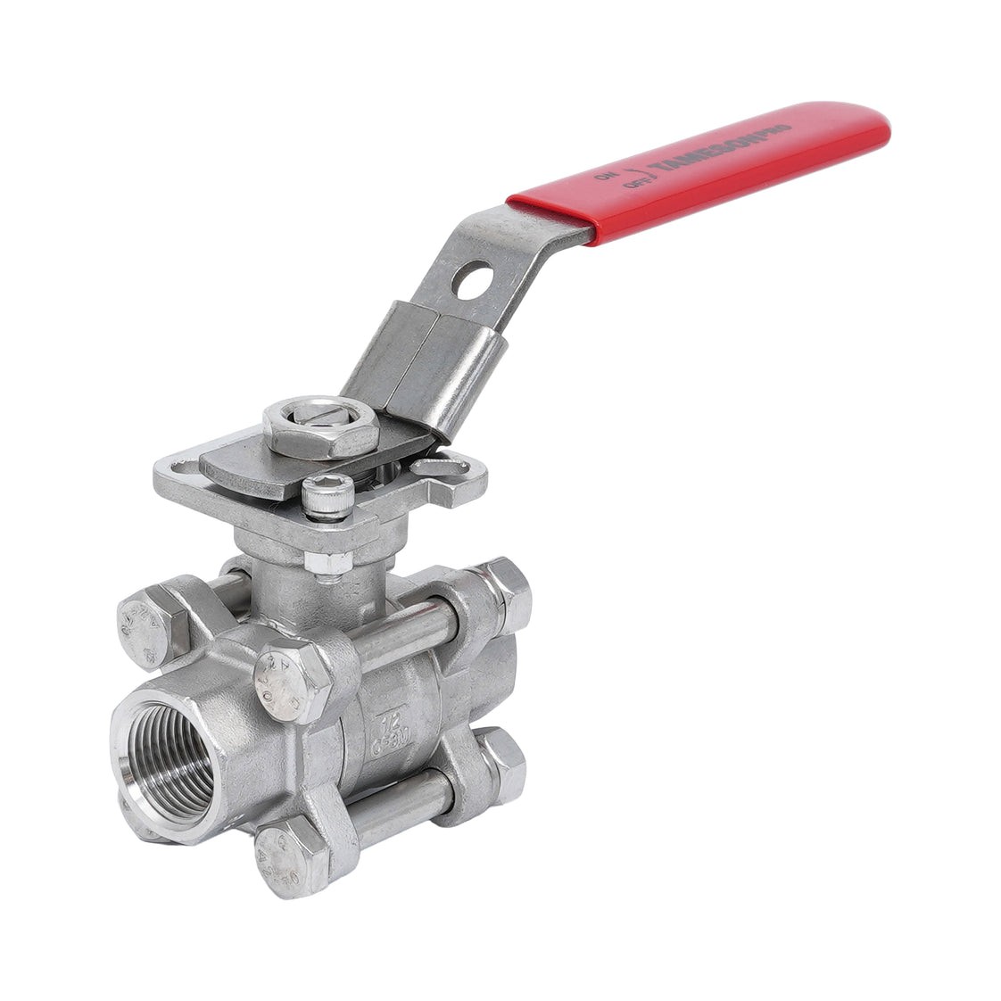 Rp 1/2'' 3 piezas de 2 vías válvula de bola de acero inoxidable 69 bar RTFE ISO-Top F03/F04 - TamesonPRO 1121-012
