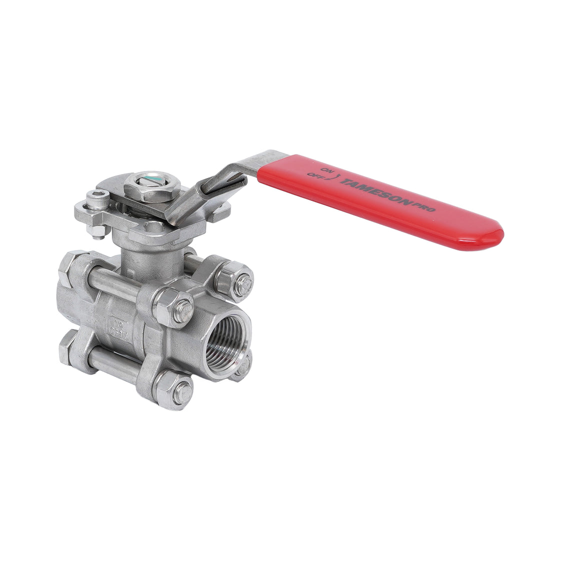 Rp 3/8'' 3 piezas de 2 vías válvula de bola de acero inoxidable 69 bar RTFE ISO-Top F03/F04 - TamesonPRO 1121-038