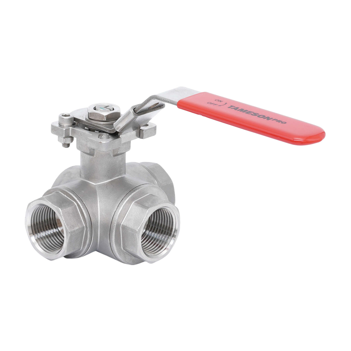 Válvula De Bola L-Port De Acero Inoxidable G 1/4'' 3 Vías 69 Bar PTFE ISO-Top F03/F04 - TamesonPRO 1125-014-L