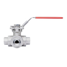 Rp 1/4'' 3 vías puerto en T válvula de bola de acero inoxidable 69 bar RTFE ISO-Top F04 - TamesonPRO 1125-014-T