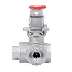 Rp 1/4'' 3 vías puerto en T válvula de bola de acero inoxidable 69 bar RTFE ISO-Top F04 - TamesonPRO 1125-014-T