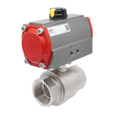 Válvula De Bola Neumática G2 1/2'' Latón Cierre Por Resorte
