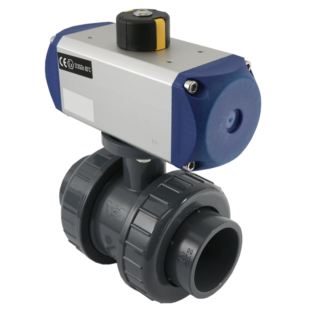 Válvula de bola neumática de PVC de 2 vías y doble efecto de 50 mm - VDL