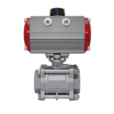 Válvula De Bola Neumática G1 1/2'' Acero Inoxidable Cierre Por Resorte