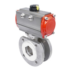 Válvula de Bola de Acero Inoxidable con Bridas Neumática 2 Vías de 1 Pieza DN20 PN40 Doble Efecto