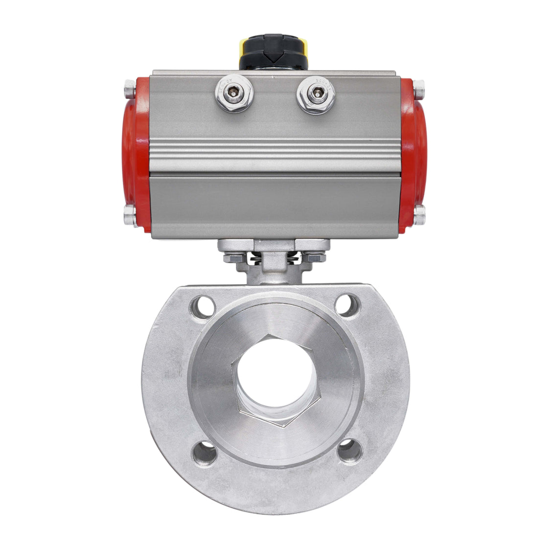 Válvula de Bola de Acero Inoxidable con Bridas Neumática 2 Vías de 1 Pieza DN20 PN40 Doble Efecto