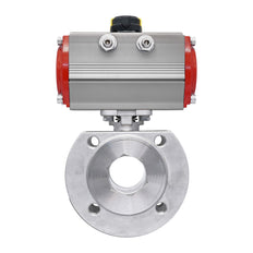 Válvula de Bola de Acero Inoxidable con Bridas Neumática 2 Vías de 1 Pieza DN15 PN40 Doble Efecto