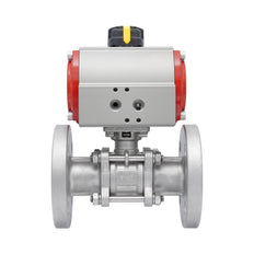 Válvula de Bola de Acero Inoxidable con Bridas Neumática 2 Vías de 3 Piezas DN25 PN40 Doble Efecto