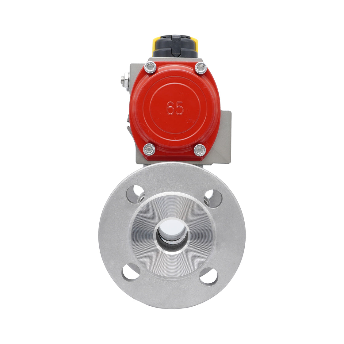 Válvula de Bola de Acero Inoxidable con Bridas Neumática 2 Vías de 3 Piezas DN25 PN40 Doble Efecto