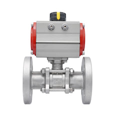 Válvula de Bola de Acero Inoxidable con Bridas Neumática 2 Vías de 3 Piezas DN15 PN40 Apertura por Resorte