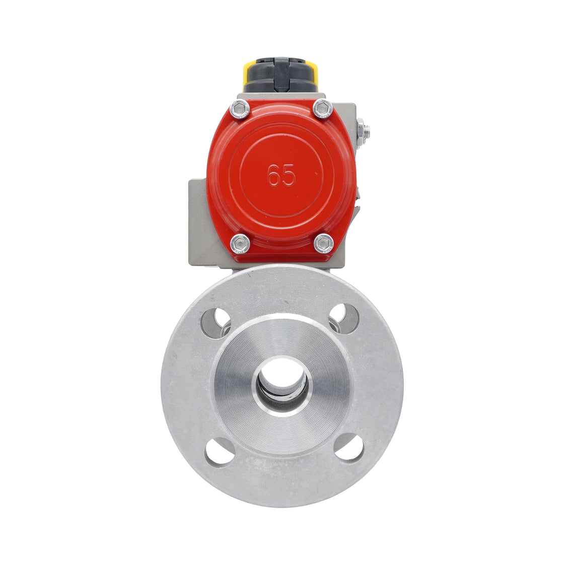 Válvula de Bola de Acero Inoxidable con Bridas Neumática 2 Vías de 3 Piezas DN15 PN40 Apertura por Resorte