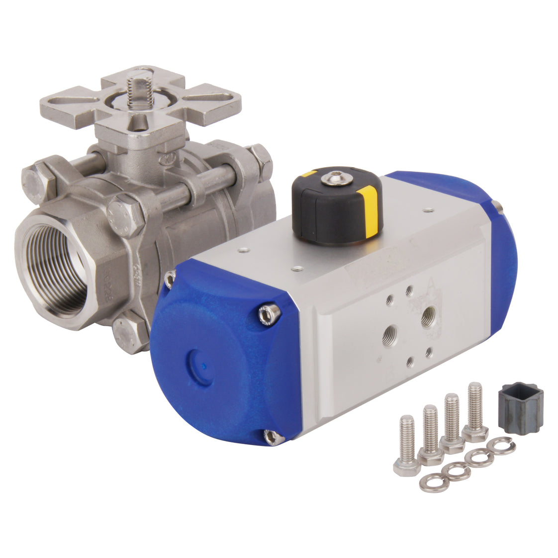 Válvula de bola neumática de 2 vías de acero inoxidable y doble efecto G1-1/4'' - BL2SA3