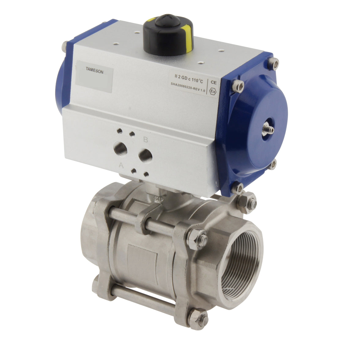 Válvula de bola neumática de acero inoxidable de 2 vías y doble efecto G3'' - BL2SA3