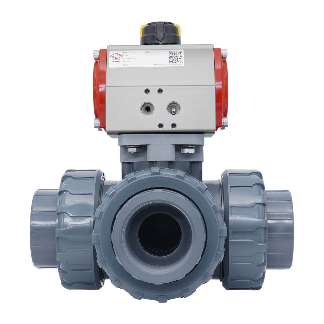 Válvula De Bola Neumática 50 mm Taladro En L PVC Cierre Por Resorte