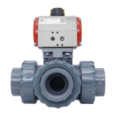 Válvula De Bola Neumática 50 mm Taladro En L PVC Cierre Por Resorte