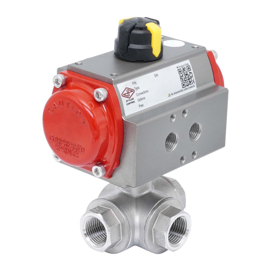 Válvula De Bola Neumática De 3 Vías G1/2'' Taladro En L Acero Inoxidable Doble Efecto