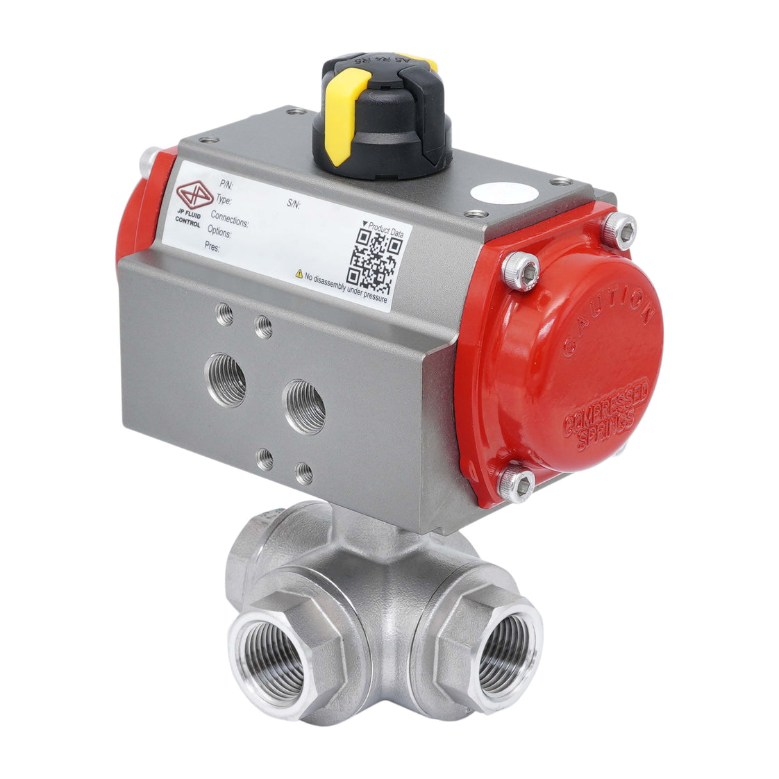 Válvula De Bola Neumática De 3 Vías G1 1/4'' Taladro En L Acero Inoxidable Cierre Por Resorte