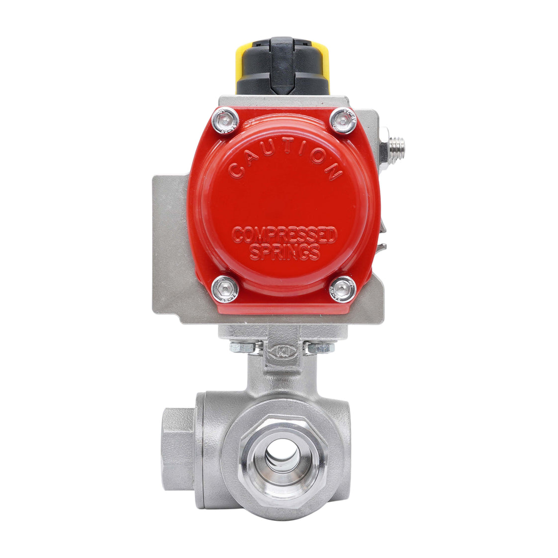Válvula De Bola Neumática De 3 Vías G1/2'' Taladro En L Acero Inoxidable Doble Efecto