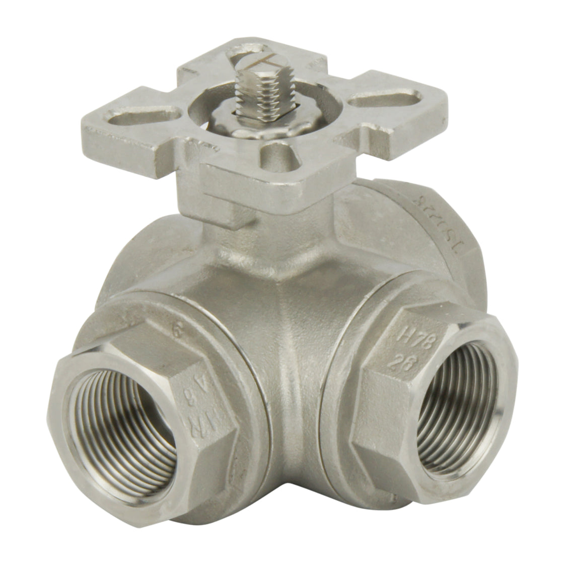 Válvula de bola neumática G1/4'' de 3 vías y puerto en L de acero inoxidable Cerrada por muelle - BL3SA