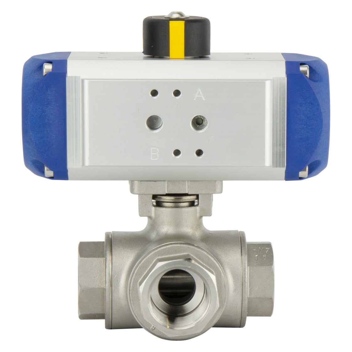Válvula De Bola Neumática De Acero Inoxidable De 3 Vías T-port G1-1/4'' Con Resorte Abierto - BL3SA