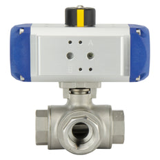 Válvula De Bola Neumática De Acero Inoxidable De 3 Vías T-port G1-1/4'' Con Resorte Abierto - BL3SA