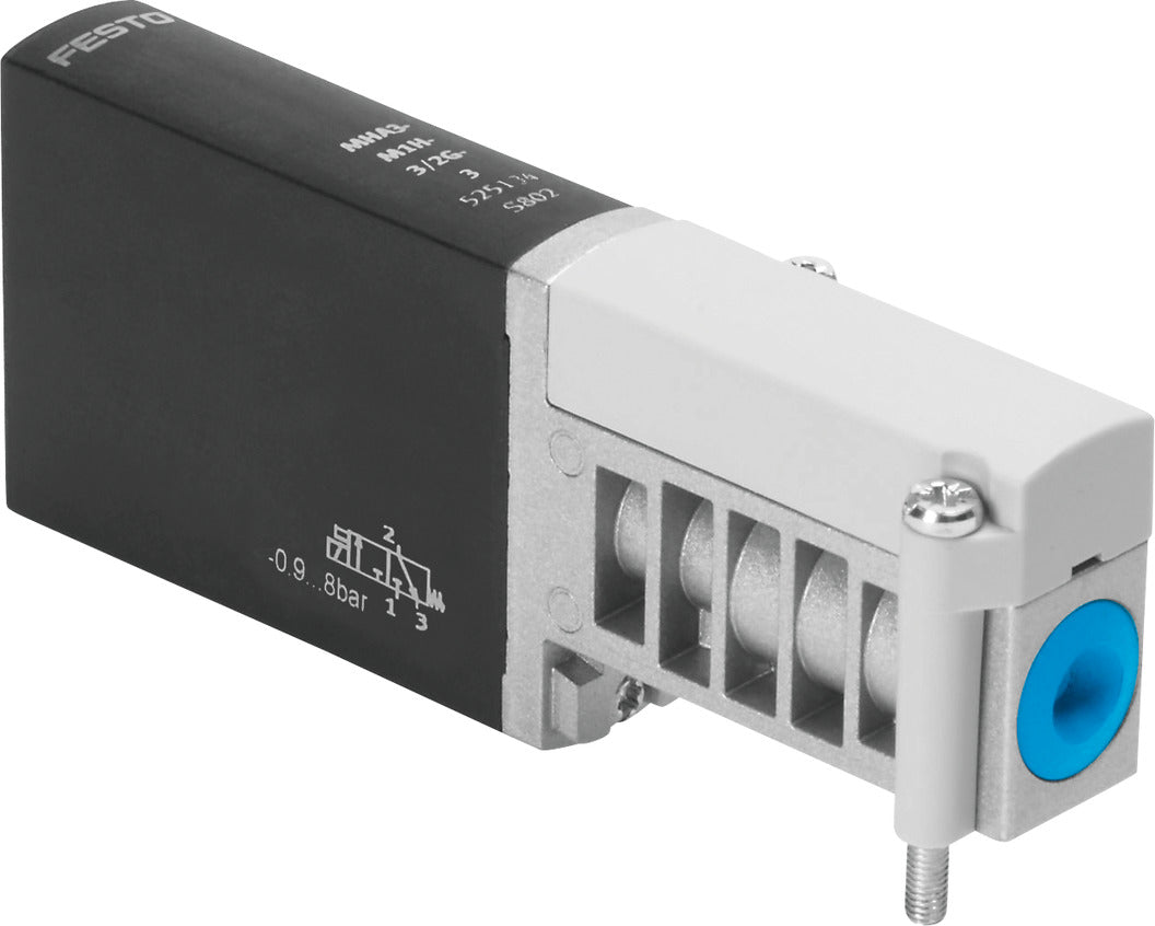 Festo 3/2 NC Monostable Válvula Solenoide Placa Base 200L/Min -0.9 - 8Bar/-13 - 116Psi - 525135