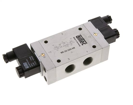 3/2 G1/2'' (G1/8'') Válvula solenoide biestable piloto externo 12V DC 0-10bar/0-140psi Airtec