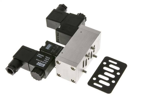 5/3 ISO 5599-1 Válvula solenoide central de escape 48V DC 3-10bar/42-140psi Airtec