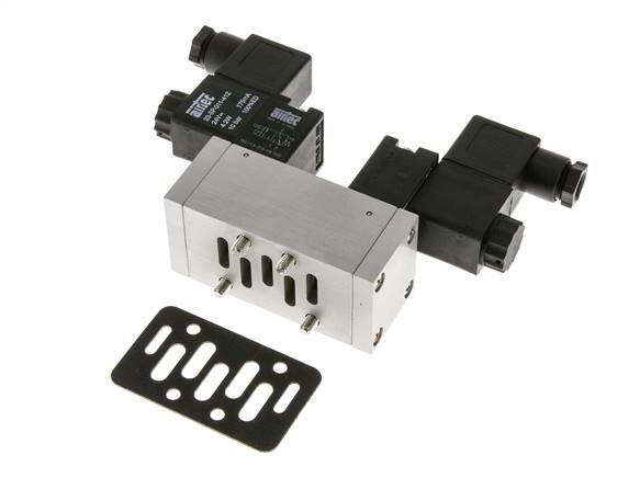 5/3 ISO 5599-1 Válvula solenoide central de escape 48V DC 3-10bar/42-140psi Airtec