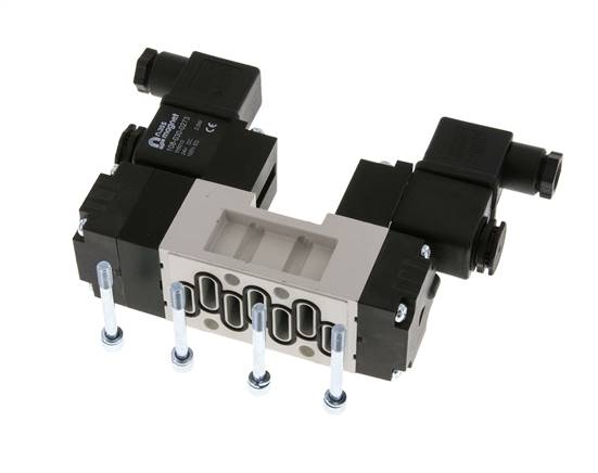5/3 ISO 5599-1 Válvula solenoide central de escape 12V DC 2-10bar/28-140psi YPC