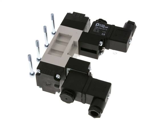 5/3 ISO 5599-1 Válvula solenoide central de escape 12V DC 2-10bar/28-140psi YPC