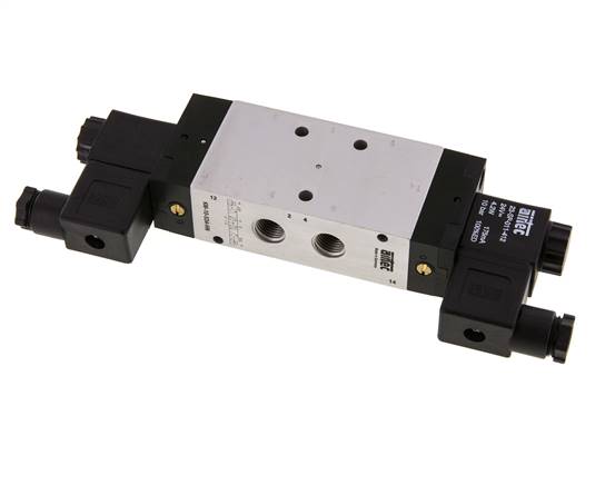 válvula solenoide de centro de presión 5/3 G1/4'' 12V DC 3-10bar/42-140psi Airtec