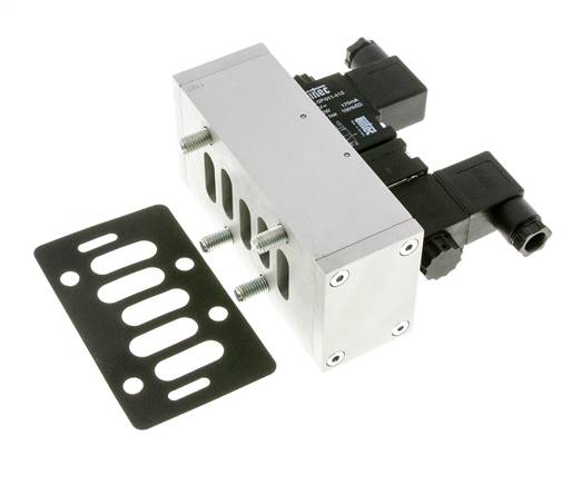 5/3 ISO 5599-3 Válvula solenoide central de escape 48V DC 3-10bar/42-140psi Airtec